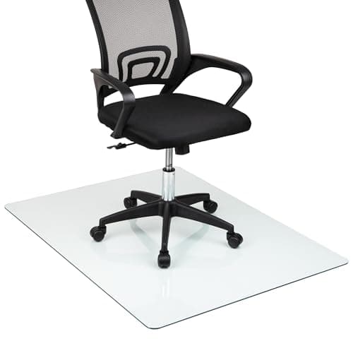 Best Office Chair Mats #7 from Mind Reader Mind Reader Tempered Glass Chair Mat, Clear Floor Protector for Hard Floors or Low-Pile Carpet Only, Heavy-Duty Glass Mat for Office or Home, 46" x 36", Clear