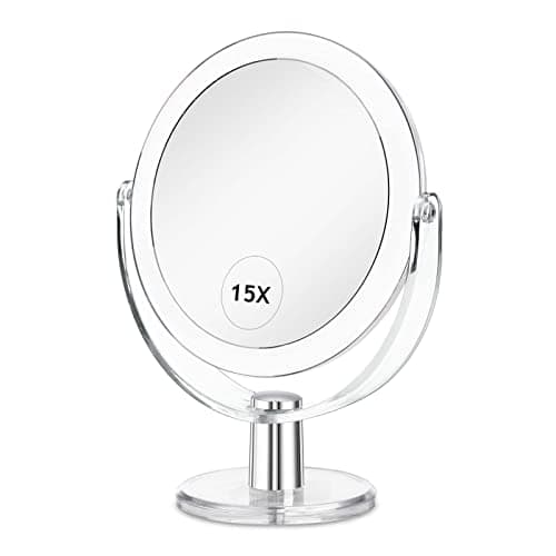 Best Makeup Mirrors #9 from CLSEVXY CLSEVXY Vanity Makeup Mirror with Stand, 1X/15X Magnification Double Sided 360 Degree Swivel, Portable Table Desk Counter top Magnifying Mirror, Tabletop Bathroom Shaving Mirror, 6.25 Inch