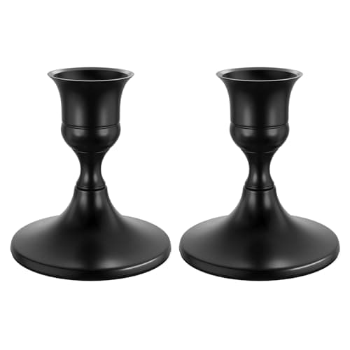 Best Black Candle Holders #5 from zeochyni zeochyni Black Taper Candle Holders Set of 2, Vintage Metal Candlestick Holders for Dinner Room Table Centerpiece or Mantel Wedding Party Decor