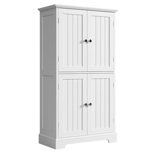 Best Bathroom Cabinets #1 from ChooChoo ChooChoo Bathroom Floor Cabinet, Modern Bathroom Storage Cabinet with 4 Doors and Adjustable Shelves, Freestanding Cupboard for Living Room, White