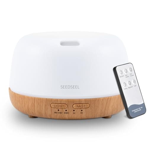 Best Diffusers for Essential Oils #4 from SEEDSEEL SEEDSEEL 300ML Essential Oil Diffuser with 7-Color LED Lights and Remote Control, Modern Minimalist Design, High-Efficiency Ultrasonic Mist Aromatherapy Diffuser for Home