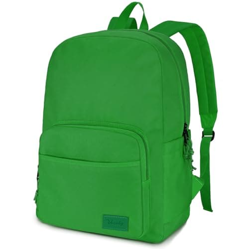 Best Green Backpacks #10 from VASCHY VASCHY School Backpacks, Lightweight Bookbag Schoolbag for Boys Girls Casual Basic Simple Daypack for Men Women Bright Green
