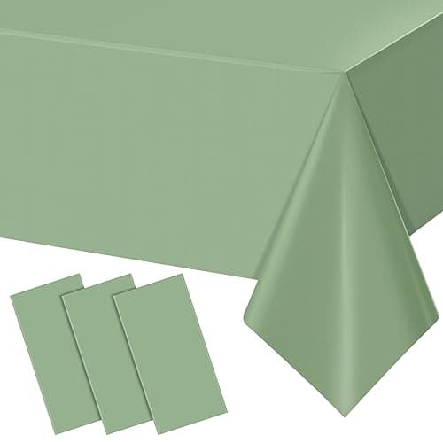 Best Green Tableclothes #10 from YIDAKO 3Pack Sage Green Plastic Tablecloths for Rectangle Tables, Light Green Disposable Tablecloth, Waterproof Sage Green Table Cover for Birthday Bridal Wedding Baby Shower Party Decorations, 54 X 108Inch