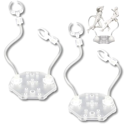 Best Figure Stands #7 from Qucchanen Qucchanen Action Figure Stand with Adjustable 2 Arms, Display Holder Base Compatible with HG, RG, SD, SHF Gundam 1/144, Connectable Base, Compatible with SH Figuarts Effects - 2 Pcs Clear