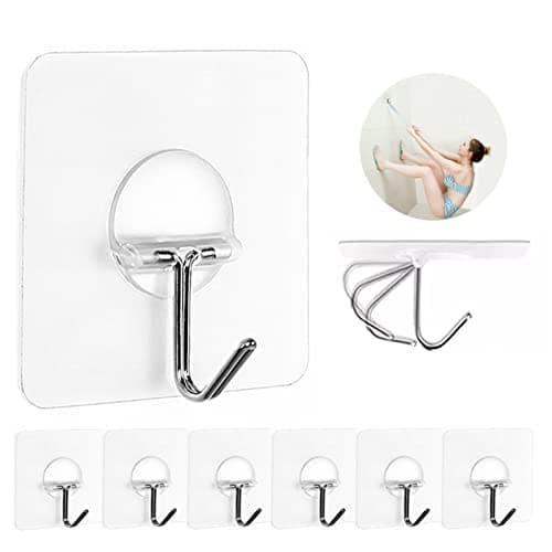 Best Key Holders for Wall #6 from JINSHUNFA JINSHUNFA Adhesive Wall Hooks for Hanging Heavy Duty Towel Coat Hooks Waterproof Transparent Hook for Bathroom Shower Kitchen Keys Door Outdoor Home Improvement Utility Hook 8 Pack