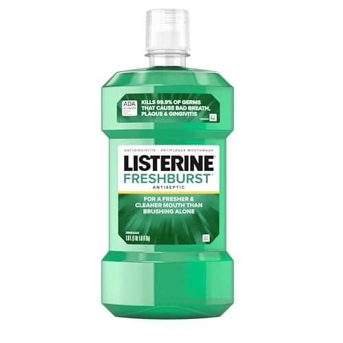 Best Mouthwashes #9 from Listerine Listerine Freshburst Antiseptic Mouthwash for Bad Breath, Kills 99% of Germs That Cause Bad Breath & Fight Plaque & Gingivitis, ADA Accepted Mouthwash, Spearmint, 1 L