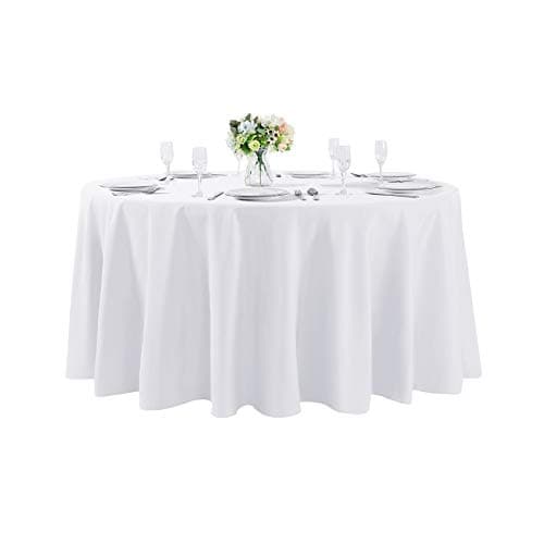 Best Round Tableclothes #1 from Cupuamon Cupuamon 120 inch Round Tablecloth Washable Polyester Table Cloth Decorative Table Cover for Wedding Party Dining Banquet (120 inch,White)
