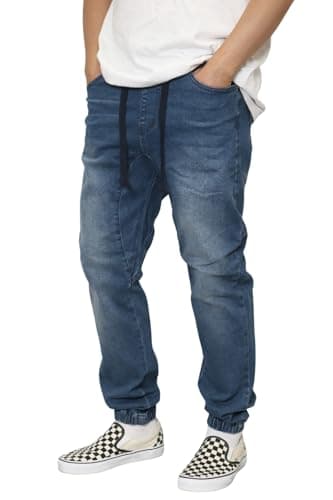 Best Denim Joggers for Men #5 from URBANJ URBANJ Men's Stretch Twill Drop Crotch Jogger Pants S-5XL (L, Dk.Indigo Denim)
