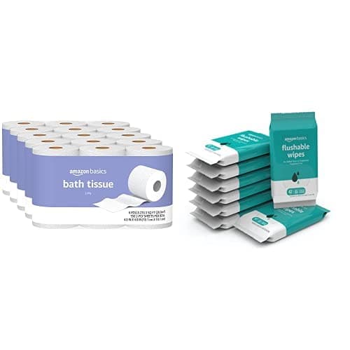 Best Toilet Papers #2 from Amazon Basics Amazon Basics 2 Ply Toilet Paper 30 rolls, Flushable Adult Toilet Wipes, 336 ct (Shipped Separately)