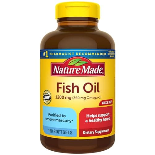 Best Fish Oil Capsules #3 from Nature Made Nature Made Fish Oil Omega 3 Supplements, 1200 mg Softgels, Omega 3 Fish Oil for Healthy Heart Support, 150 Softgels, 75 Day Supply