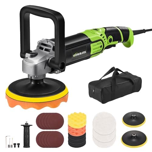 Best Buffer Polishers #1 from WorkBless WorkBless Buffer Polisher, 1600W 6"/7" Rotary Car Polisher with 7-Speed(1600-3500 RPM), Car Buffers and Polishers Kit for Cars, Boats, Floors, Furniture