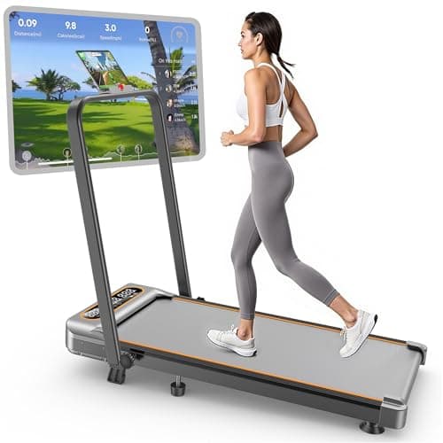 Best Compact Folding Treadmills #3 from Trisomy Foldable Treadmill with 12% Incline, Upgrade 3.5HP Low Noise Walking Pad Treadmill with Handle Bar, Trisomy 4 in 1 Portable Under Desk Treadmills for Home/Office, 350Lbs Capacity, APP & Remote Control