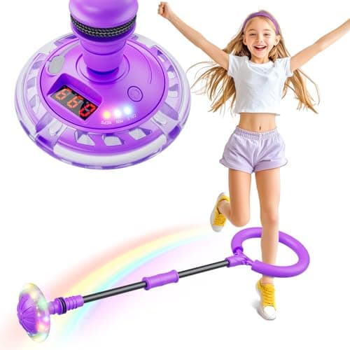 Best Ankle Skip Balls #9 from Flooyes Flooyes Skip Ball for Kids, Ankle Skip Ball Toy with Counter, Timer and Cal Calculator, Girl Birthday Gifts for Age 6 7 8 9 10+, Rechargeable Colorful Flash Wheel Skip Ball for Girls Women
