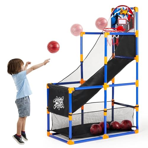 Best Birthday Gifts for Boys #2 from JOYIN JOYIN Arcade Basketball Game Set with 4 Balls and Hoop for Kids 3 to 12 Years Old Indoor Outdoor Sport Play - Easy Set Up - Air Pump Included - Ideal for Competition