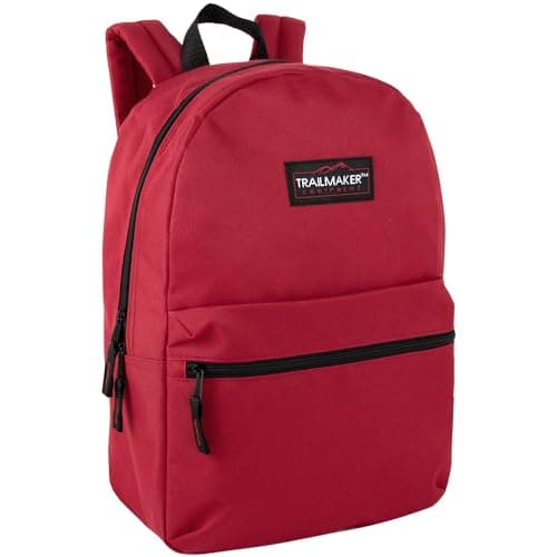 Best Red Backpacks #7 from Trail maker Trail maker Classic 17 inch Backpacks with Adjustable Padded Straps | School Backpacks for Girls, Boys (Red)