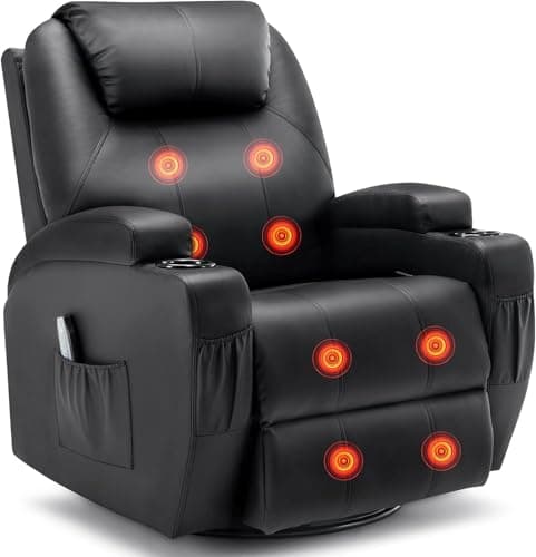 Best Massage Recliners #8 from Korser Korser Recliner Chair, Rocking Chair with Massage and Heat, 360ยฐ Swivel Recliner Chairs for Adults, Rocker Manual Recliner with Remote Control and Cup Holder for Living Room, Bedroom, Nursery