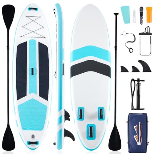 Best Paddle Boards #4 from Sweetcrispy Sweetcrispy Inflatable Stand Up Paddle Board with Premium SUP Paddleboard Accessories,2-in-1 Paddle,Wide Stable Design,Non-Slip Comfort Deck for Adults & Youth of All Skill Levels,Blue