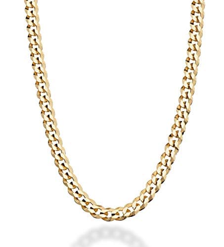 Best Gold Chains #6 from Miabella Miabella Italian 18K Gold Plated 925 Sterling Silver 5mm Diamond-Cut Cuban Link Curb Chain Necklace for Women Men, Made in Italy (22 Inches)