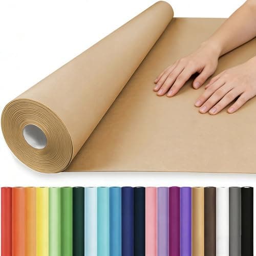 Best Kraft Paper Rolls #7 from Vanhench Vanhench Brown Wrapping/Packing Paper Roll 36"x 2520" (210'), Kraft/Craft Paper for Bulletin Board Birthday Valentines Thanksgiving Gift Art Bouquet Flower Poster Shipping Moving Supplies, 70GSM 50LB