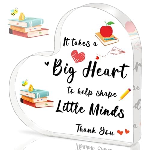Best Valentine's Day Gifts for Teacher #5 from ilifemate iLifemate Teacher Valentine Gift, Valentines Day Gifts for Teachers - Acrylic Heart Shape Teachers Plaque 4×4 in, Teacher Retirement Gifts for Women Men, End of Year Thank You Teacher Keepsake
