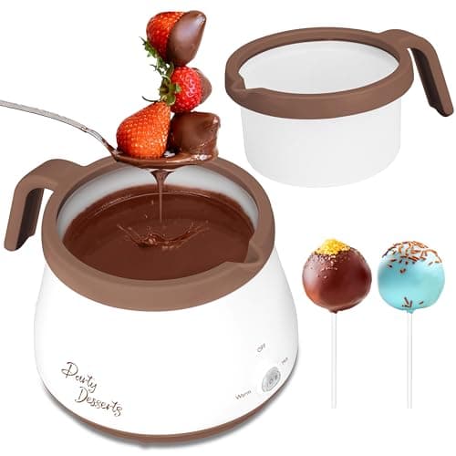 Best Electric Chocolate Fondues #3 from Party Desserts Party Desserts Candy and Chocolate Melting Pot, Mini Electric Fondue Pot, Melts Candy Chocolate in a Couple of Minutes, Ideal for Cake Pops Cookies Cakes, 1 Cups, Single Pot, Brown