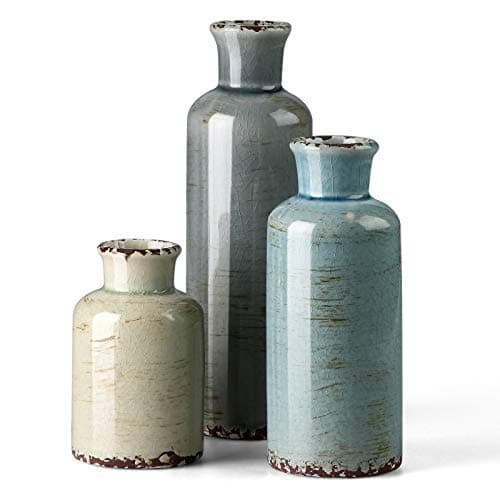 Best Decorative Vases #9 from CwlwGO CwlwGO- Ceramic Vase Set of 3, Small Flower Vases for Home Decoration, Modern Farmhouse Decor, Living Room Kitchen Table Centerpieces, Shelf, Mantel, Fireplace and Entrance Decorations-Multicolor.