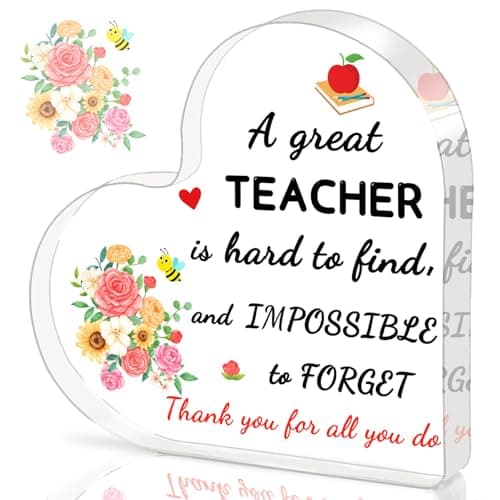 Best Valentine's Day Gifts for Teacher #7 from ilifemate iLifemate Teacher Valentine Gift, Valentines Day Gifts for Teachers, Teacher Appreciation Gifts - Acrylic Heart Shape Plaque 4×4 in, End of Year Teacher Gifts, Teacher Retirement Gifts for Women Men