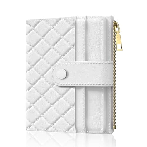 Best White Wallets #2 from Aiawoxc Aiawoxc Womens Wallet, RFID Small Slim Wallets for Women, Compact Credit Card Holder, Cute Leather Bifold Ladies Purse with Zipper Coin Pocket and ID Window, White