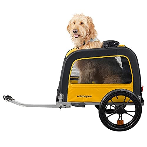 Best Bike Trailers for Dogs #10 from Retrospec Retrospec Rover Hauler Pet Bike Trailer - Small & Medium Sized Dogs Bicycle Carrier - Foldable Frame with 16 Inch Wheels - Non-Slip Floor & Internal Leash - Sun, One Size