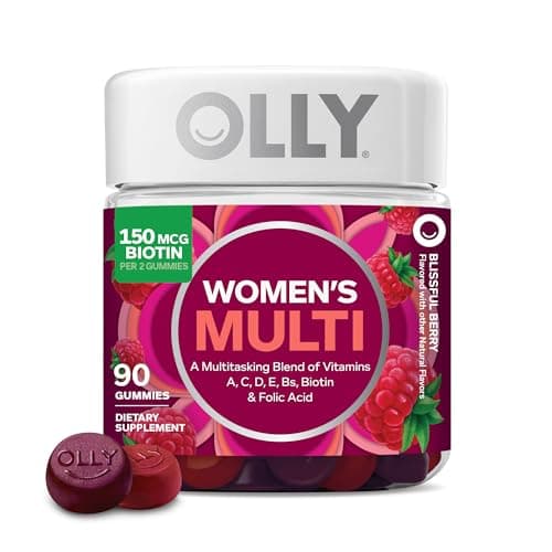 Best Multivitamins for Women #6 from OLLY OLLY Women's Multivitamin Gummy, Vitamins A, D, C, E, Biotin, Folic Acid, Adult Chewable Vitamin, Berry Flavor, 45 Day Supply - 90 Count