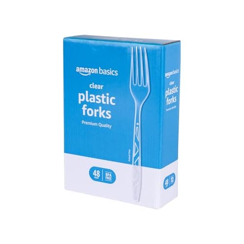 Best Plastic Forks #10 from Amazon Basics Amazon Basics Disposable Clear Plastic Forks, Premium Quality, 48 Count