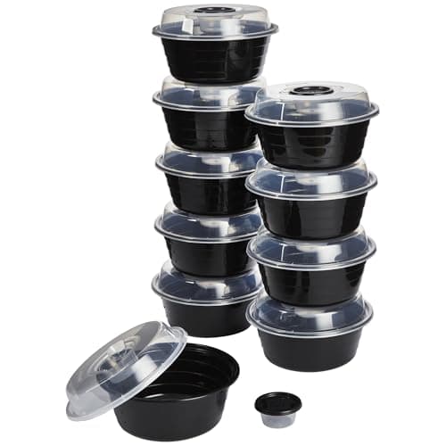 Best Salad Containers #7 from GoodCook GoodCook 4-Cup Meal Prep Bowls Set with Lids and Dressing Cup, Microwavable Food Storage Containers for Meal Prepping, Set of 10, Black