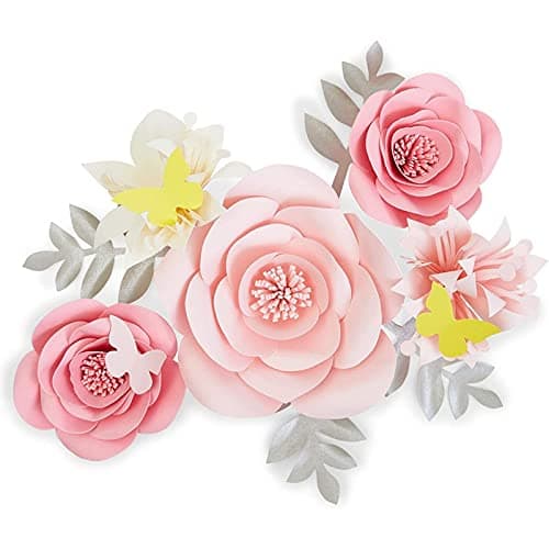 Best Paper Flower Decors #3 from Farmlyn Creek Farmlyn Creek 3D Paper Flower Wall Decor - 13-Piece, Pink, 3.9-5.9 in - Paper Flowers Decorations with 3D Roses, Lilies & Butterflies