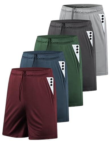 Best Moisture-Wicking Running Shorts #1 from AKAWOOKO AKAWOOKO 5 Pack Men's Athletic Gym Shorts with Pockets Quick Dry Activewear Workout Running Shorts for Men