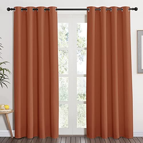 Best Orange Window Curtains #10 from NICETOWN NICETOWN Blackout Burnt Orange Curtain & Drape - Room Darkening Light Blocking Window Treatment for Living Room, W52 x L84, 1 Panel