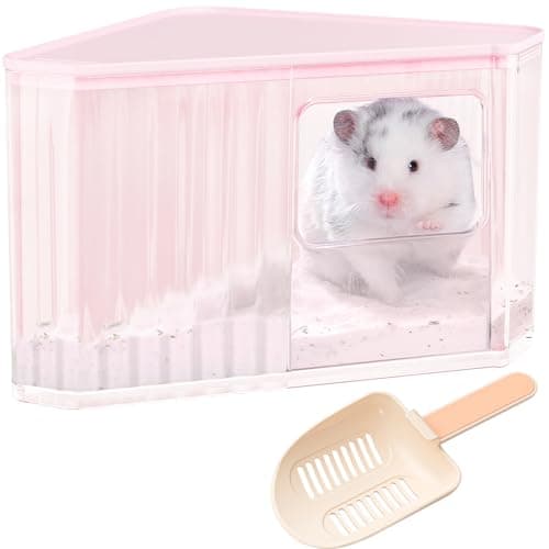 Best Hamster Sand Bath Containers #4 from mini&moe mini&moe Hamster Sand Bath Container - Small Animal Bathroom Shower Room Large Space Corner Digging Box with Cleaning Scoop Rat Dust Bath House for Guinea Pig, Hedgehog, Gerbil