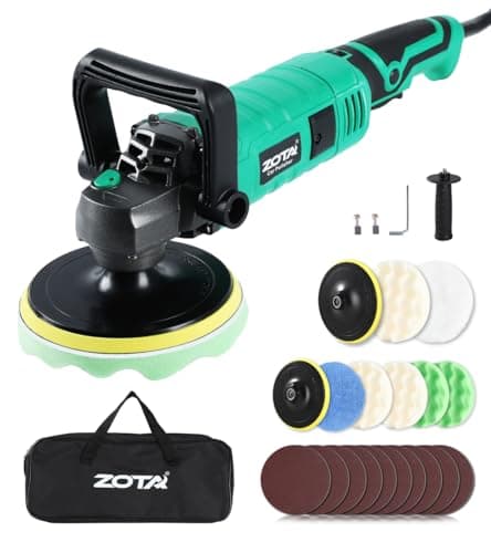 Best Buffer Polishers #6 from ZOTA ZOTA Buffer Polisher, 1600W 7 Inch/6 Inch Pure Copper Motor Car Buffers and Polishers Kit, 7 Variable Speeds 1000-3500 RPM Car Polishers and Buffers, Ultra-long Cord for Car Boat Polishing Waxing.