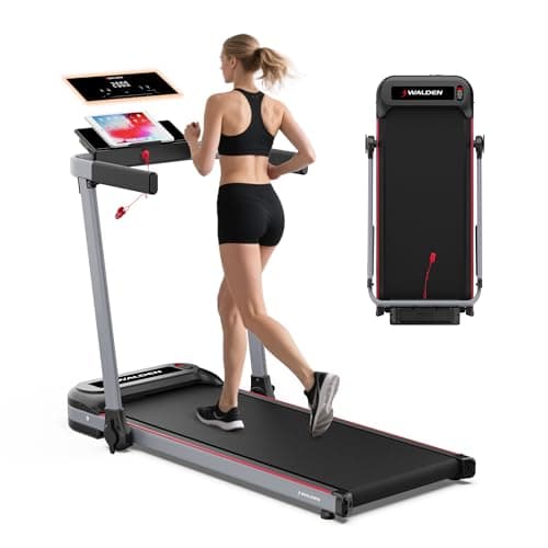 Best Compact Folding Treadmills #2 from Walden Sports Folding Electric Treadmill with Handle Folding Treadmills - Foldable Running Treadmill LCD Screen - 6.2mp/h corredora electrica Walden Sports