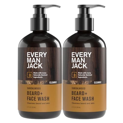 Best Beard Washes #4 from Every Man Jack Every Man Jack Sandalwood Beard Wash - Cleanse, Soften, and Hydrate for a Healthier Beard - Made w/Naturally Derived Ingredients like Aloe Vera and Coconut - 6.7 oz - 2 Pack