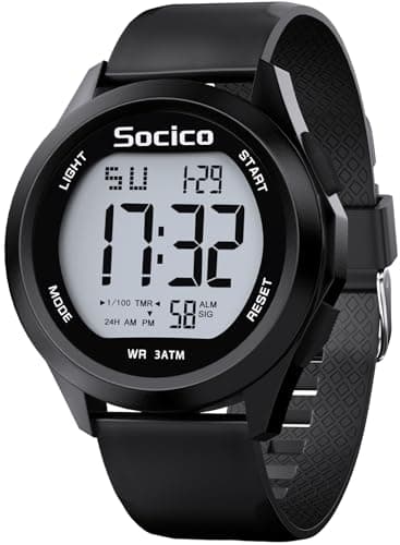 Best Digital Watch #8 from SOCICO SOCICO Mens Digital Watch Sports Waterproof Outdoor Large Face Military Watches with Stopwatch Back Light Alarm Date Display