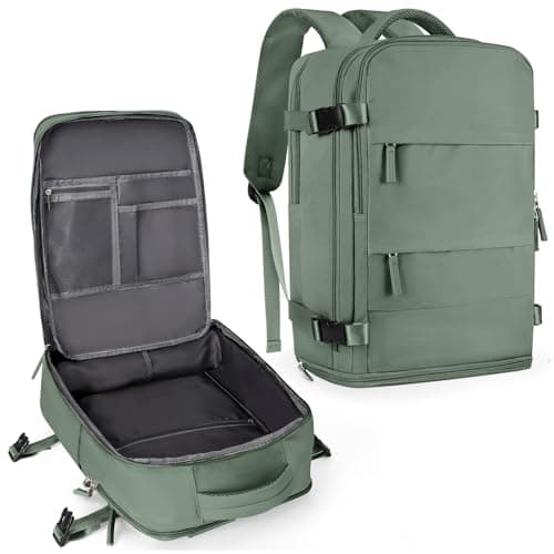 Best Green Backpacks #2 from coowoz coowoz Travel Backpack For Women Men,Carry On Backpack,Hiking Backpack Waterproof Outdoor Sports Rucksack Casual Daypack Travel Essentials(Olive Green)