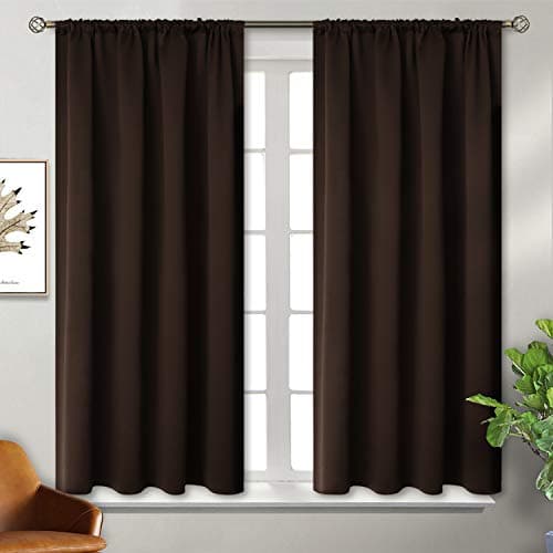 Best Brown Window Curtains #6 from BGment BGment Brown Blackout Curtains 45 Inch Long for Bedroom Kitchen Window - Short Length Chocolate Thermal Insulated Darkening Drapes with Rod Pocket for Bathroom, 42 x 45 Inch, 2 Panels