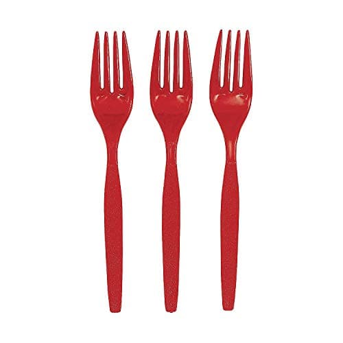 Best Red Plastic Forks #8 from Fun Express Fun Express - Real Red Plastic Forks (50pc) - Party Supplies - Solid Tableware - Cutlery - 50 Pieces