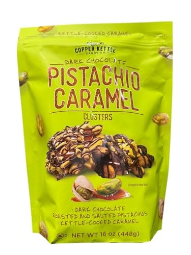 Best Pistachios #6 from Generic Copper's Dark Chocolate Pistachio Caramel Clusters, Kettle-Cooked Caramel, Roasted Salted Pistachios, 16 oz;1 pack