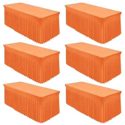Best Orange Tableclothes #4 from Shillance Shillance 6 Packs Orange Spandex Tableclothes for 6 Foot Rectangle Table, Spandex Table Covers 6FT Stretch Table Skirts Rectangle Wrinkle Free Fitted Tablecover for Event, Wedding, Banquet & Parties