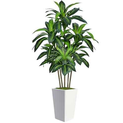 Best Artificial Plants #6 from Flydeer 6FT Artificial Dracaena Tree, Fake Tree Indoor with White Tall Planter,Tall Artificial Plants Indoor,Artificial Silk Tree for Home Office Decor,Housewarming Gift (White)