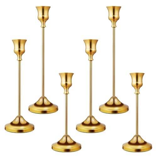Best Gold Candle Holders #1 from KSWING Candlestick Holders 6 PCS Metal Taper Candle Holders, KSWING Gold Candle Stick Holders Set, Perfect for Table Centerpiece Mantel Party Wedding Christmas Home Decor, Set of 6