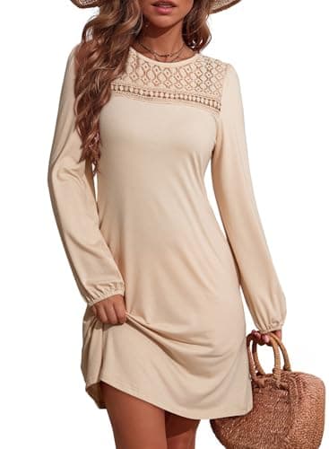 Best Dokotoo Dresses #1 from Dokotoo Dokotoo Womens Dresses Fall Winter Crew Neck Casual Long Sleeve A Line Shift Dress Plus Size Dresses for Curvy Women 2025 Ladies Elegant Classy Apricot Dress for Women L