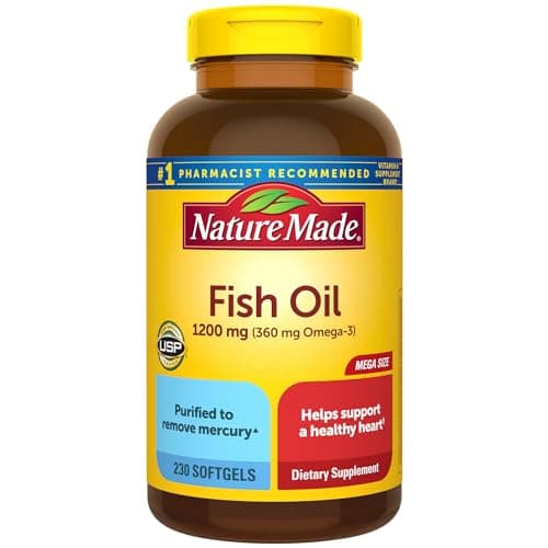 Best Fish Oil Capsules #7 from Nature Made Nature Made Fish Oil Omega 3 Supplements, 1200 mg Softgels, Omega 3 Fish Oil for Healthy Heart Support, 230 Softgels, 115 Day Supply