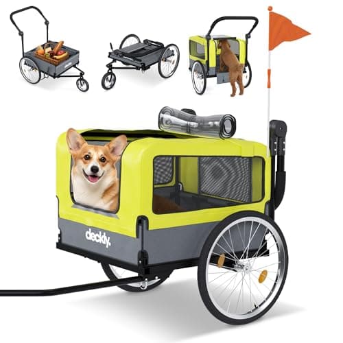 Best Bike Trailers for Dogs #8 from Deckly Deckly 4in1 Dog Bike Trailer - Dog Bicycle Trailer Attachment with 88lb Max Weight, Smooth Rolling Wheels Stroller - Pet Bike Carrier for Dogs, Versatile Pulling Cart for Cargo & Small/Large Dogs